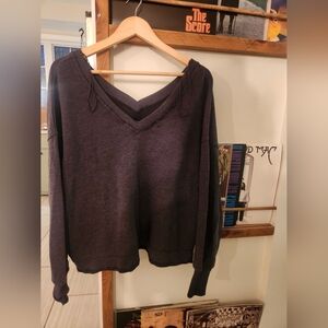 American Eagle Outfitters V-Neck Sweater - Charcoal Grey